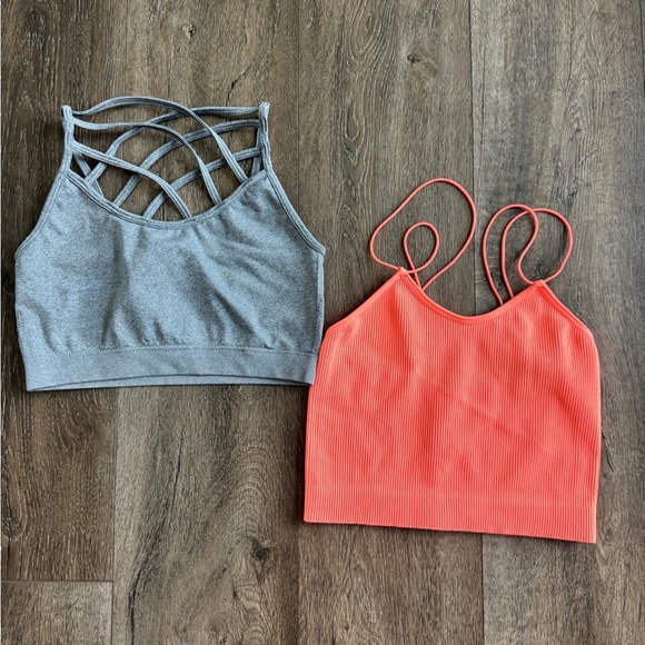 Zenana bras/camisoles.  Both women’s size S/M.  Bright neon orange and grey. - Picture 1 of 7